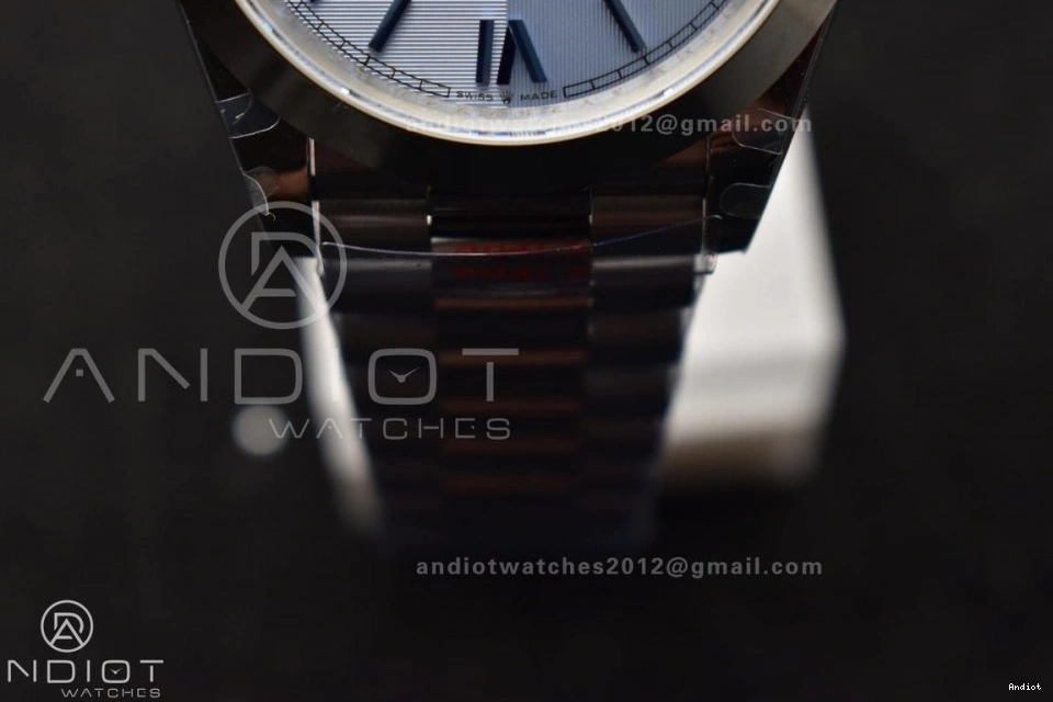 V4 DayDate Weighted Roman President Steel GMF 40 Tungsten Bracelet Markers Dial A3255 Blue 904L On 0415